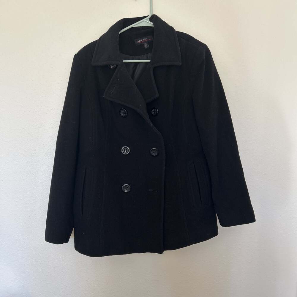 Jason Kole Black Double Breasted Wool Peacoat